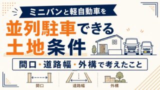 ミニバン(ノア・ヴォクシー・セレナ)と軽自動車を並列駐車できる土地条件|間口・道路幅・外構で考えたこと