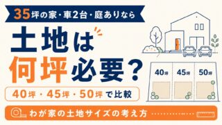 35坪の家・車2台・庭ありなら土地は何坪必要？わが家が40坪・45坪・50坪で比較しました