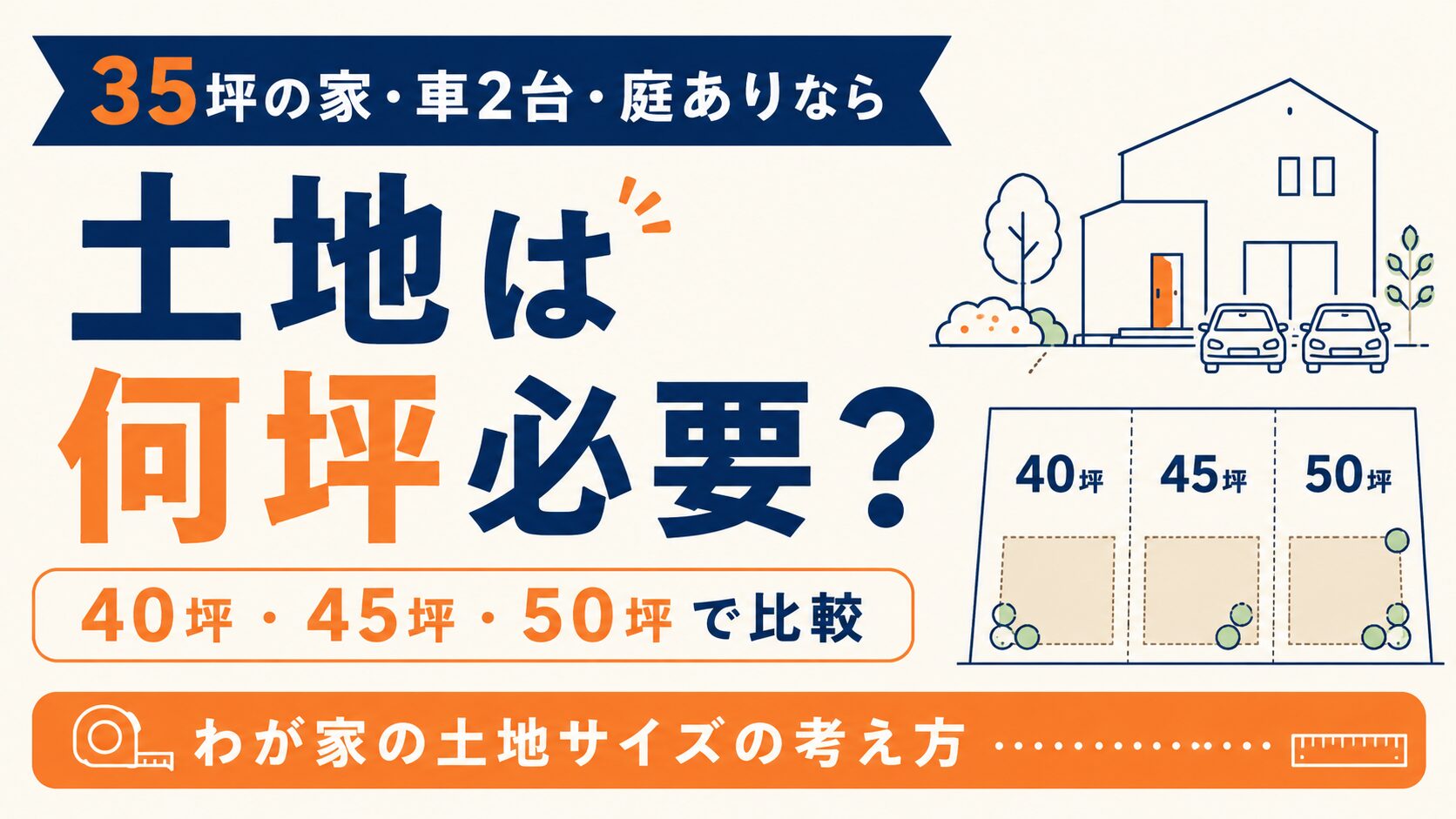 35坪の家・車2台・庭ありなら土地は何坪必要？わが家が40坪・45坪・50坪で比較しました