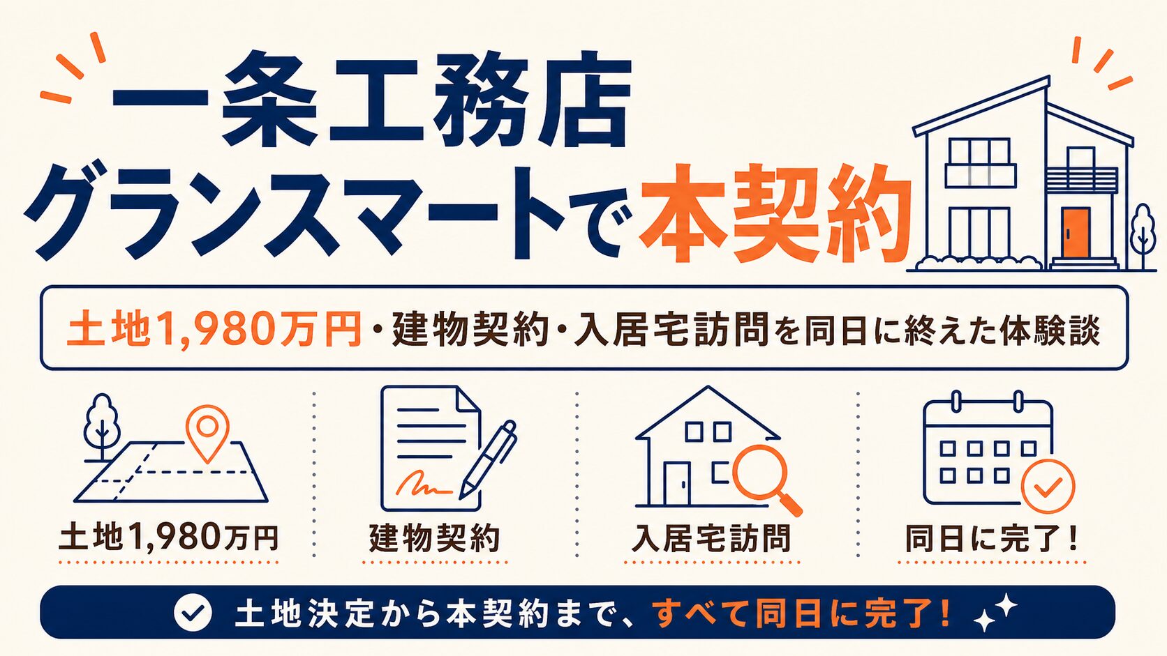 一条工務店グランスマートで本契約｜土地1,980万円・建物契約・入居宅訪問を同日に終えた体験談