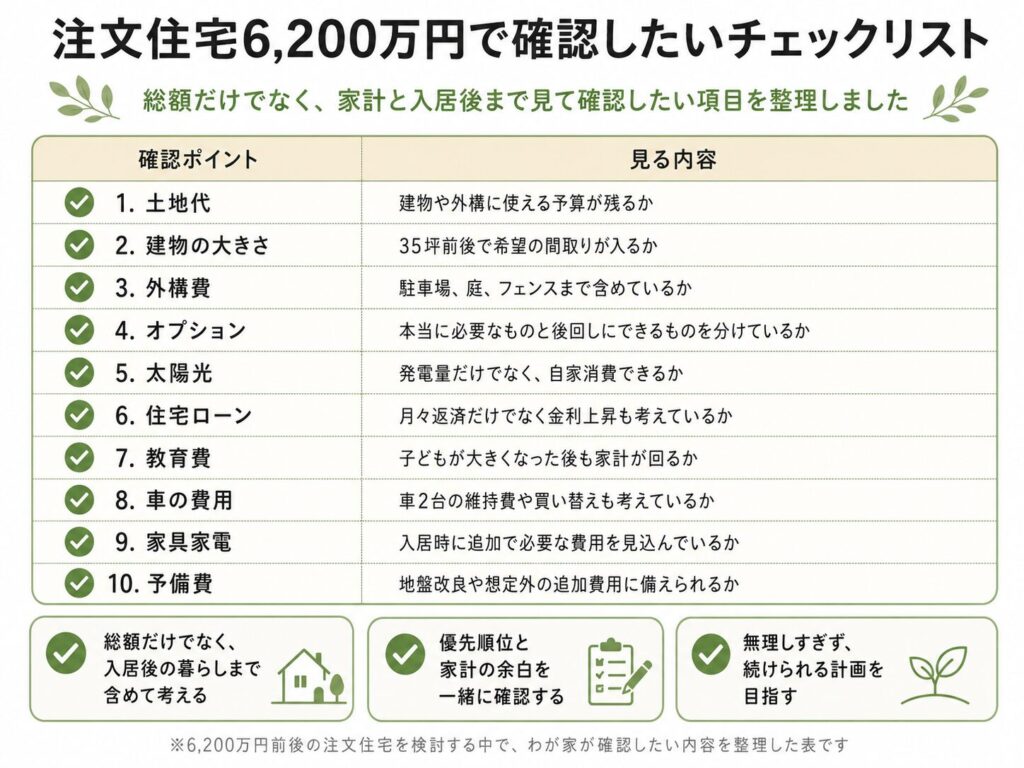 注文住宅6,200万円で確認したいチェックリスト