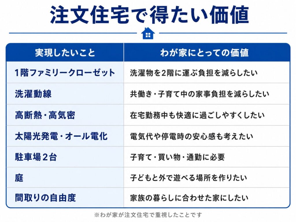 注文住宅で得たい価値