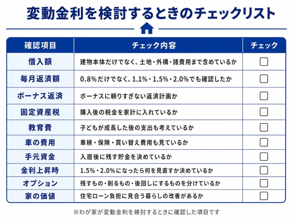 変動金利を検討するときのチェックリスト