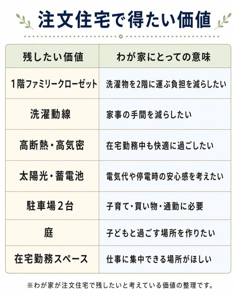 注文住宅で得たい価値