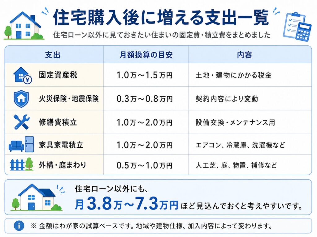 住宅購入後に増える支出一覧
