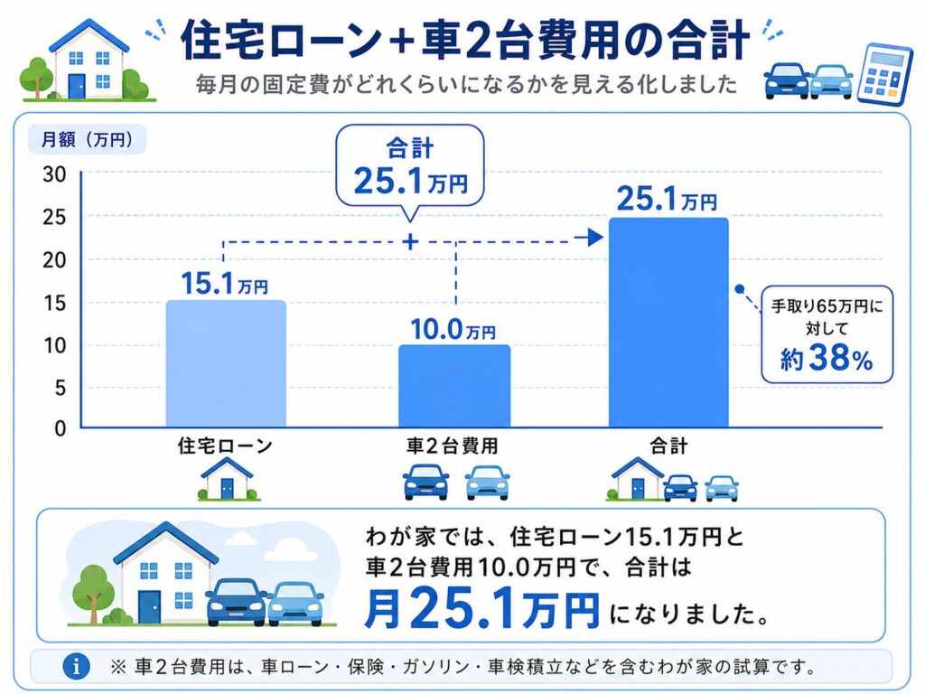 住宅ローンと車2台費用の合計