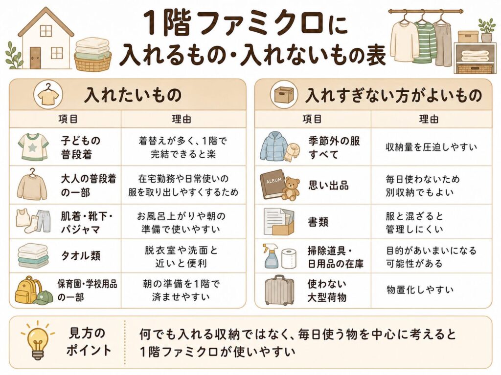 1階ファミクロに入れるもの・入れないもの