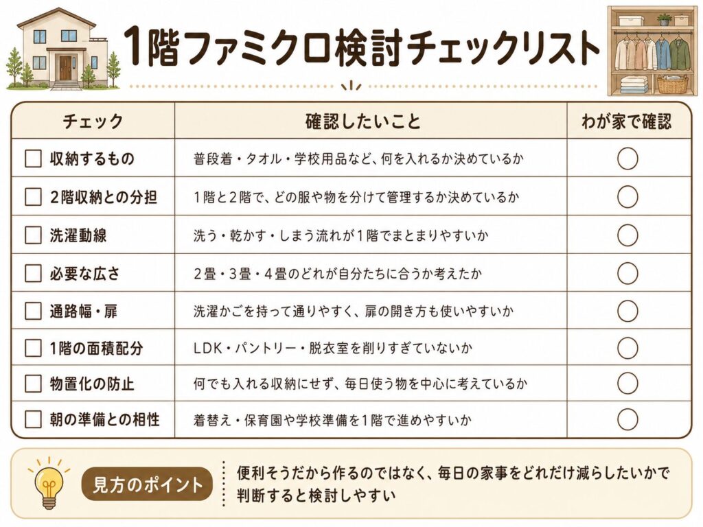 1階ファミクロ検討するときのチェックリスト
