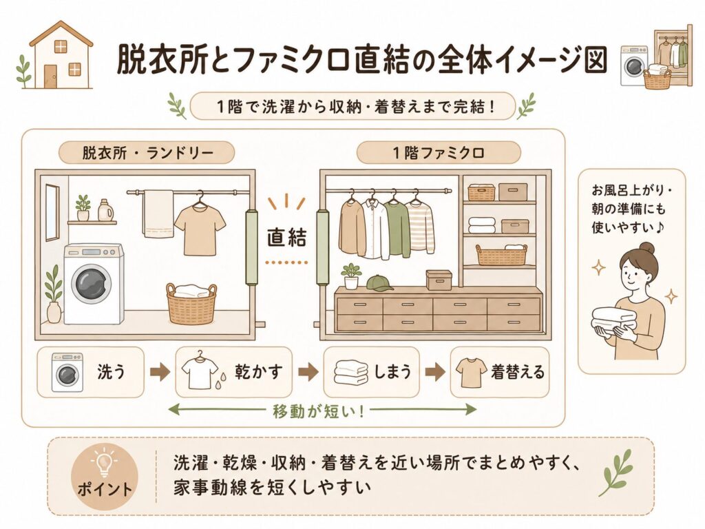 脱衣所とファミクロ直結の全体イメージ図
