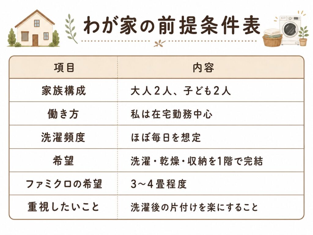 わが家の前提条件
