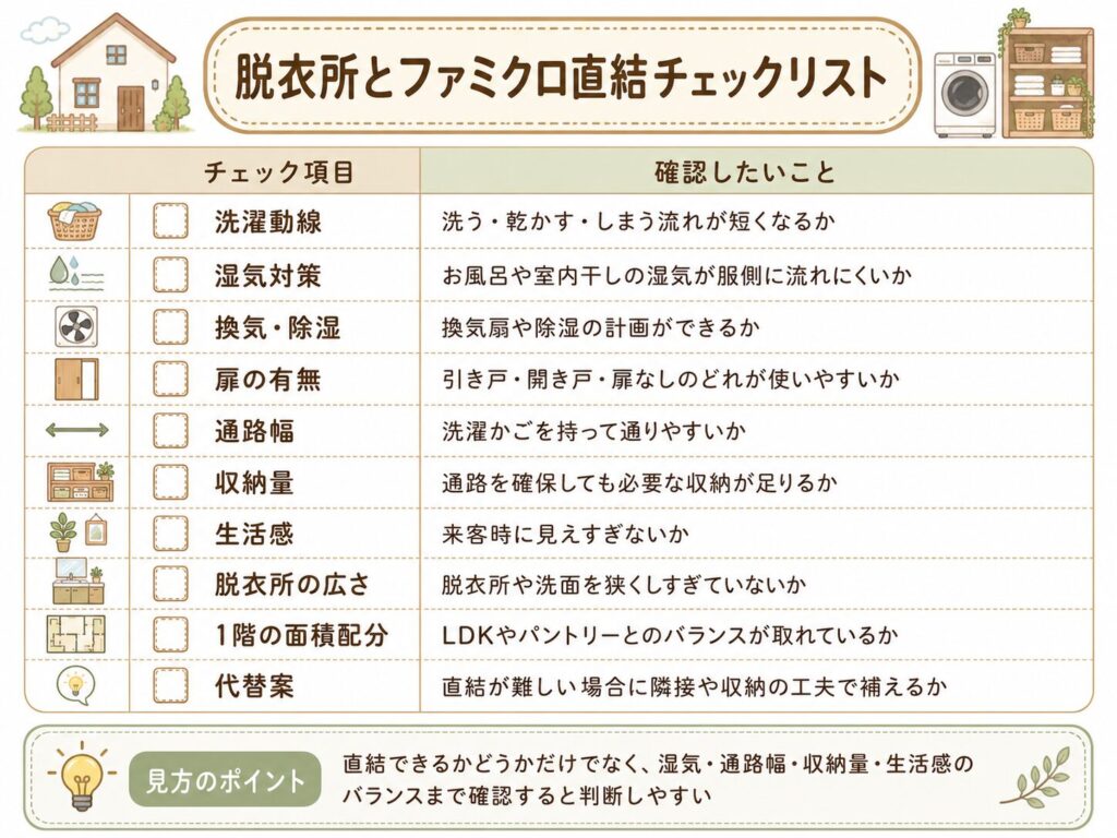 脱衣所とファミクロ直結チェックリスト