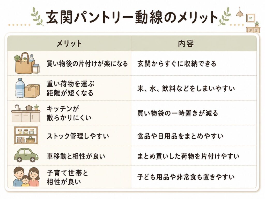 玄関パントリー動線のメリット