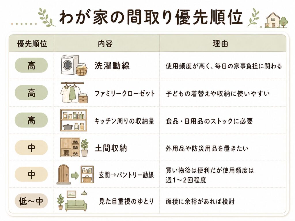 わが家の間取り優先順位