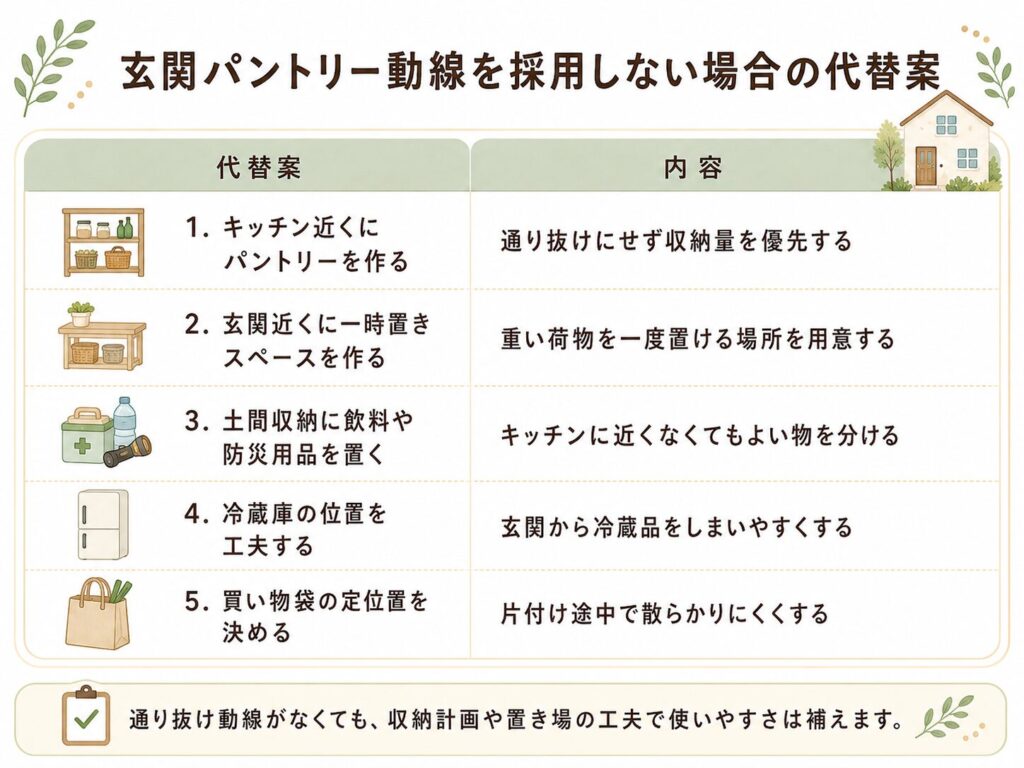 玄関パントリー動線を採用しない場合の代替案