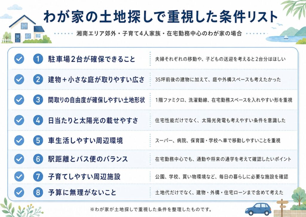 わが家の土地探して重視した条件リスト