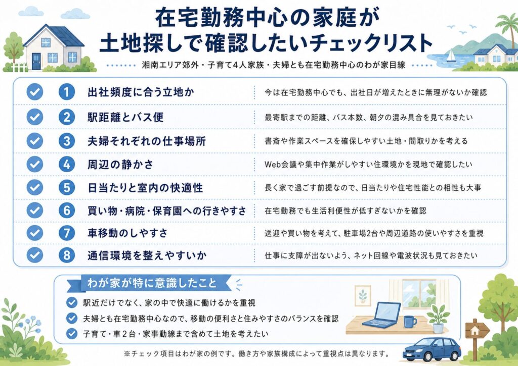 在宅勤務中心の家庭が土地探しで確認したいチェックリスト