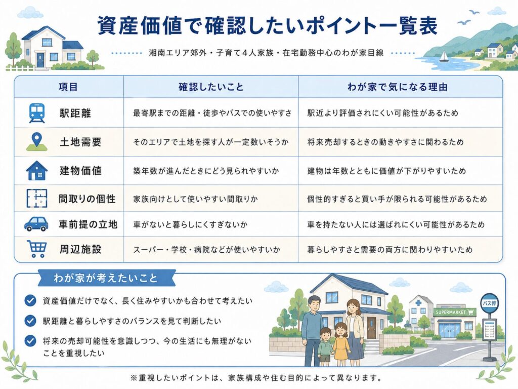 資産価値で確認したいポイント一覧表