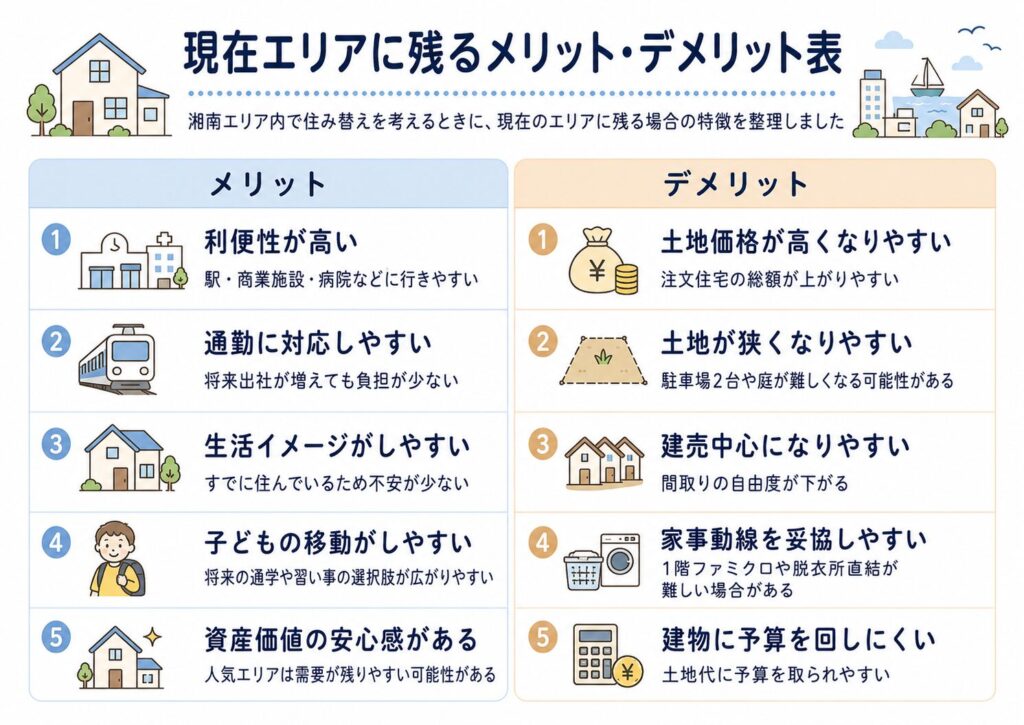 現在エリアに残るメリット・デメリット表