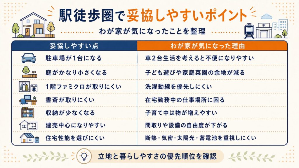 駅徒歩圏で妥協しやすいポイント