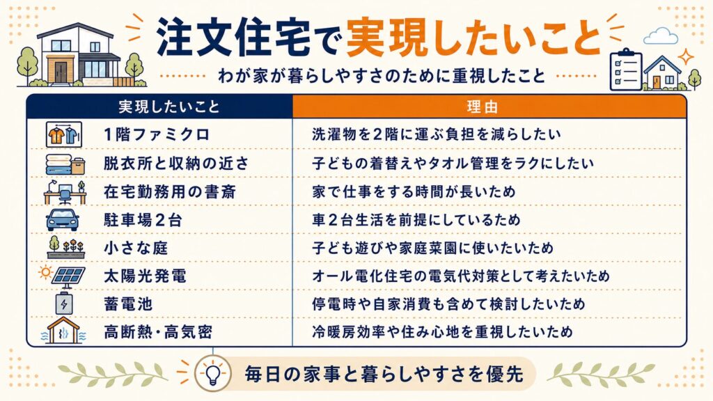 注文住宅で実現したいこと
