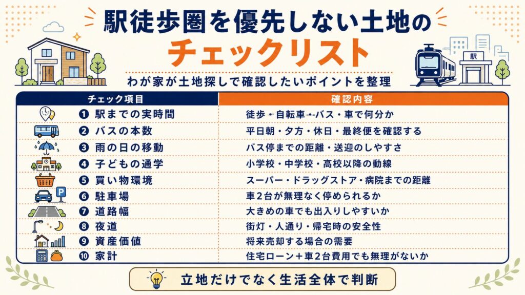 駅徒歩圏を優先しない土地のチェックリスト