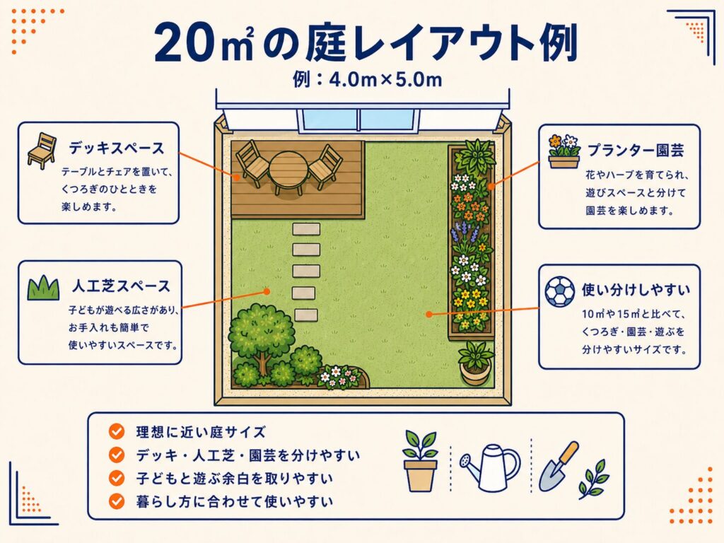 20㎡の庭レイアウト例
