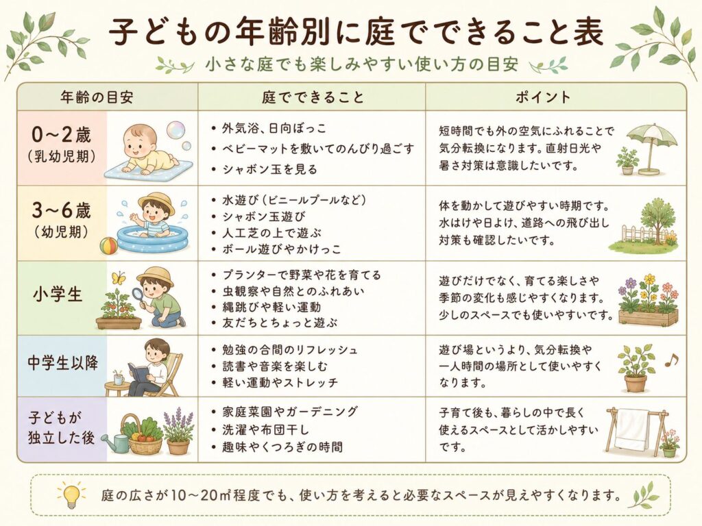 子供の年齢別に庭でできること表