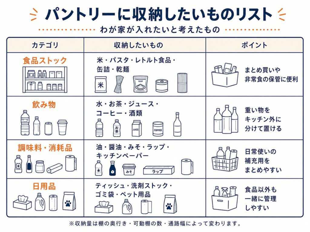 パントリーに収納したいものリスト