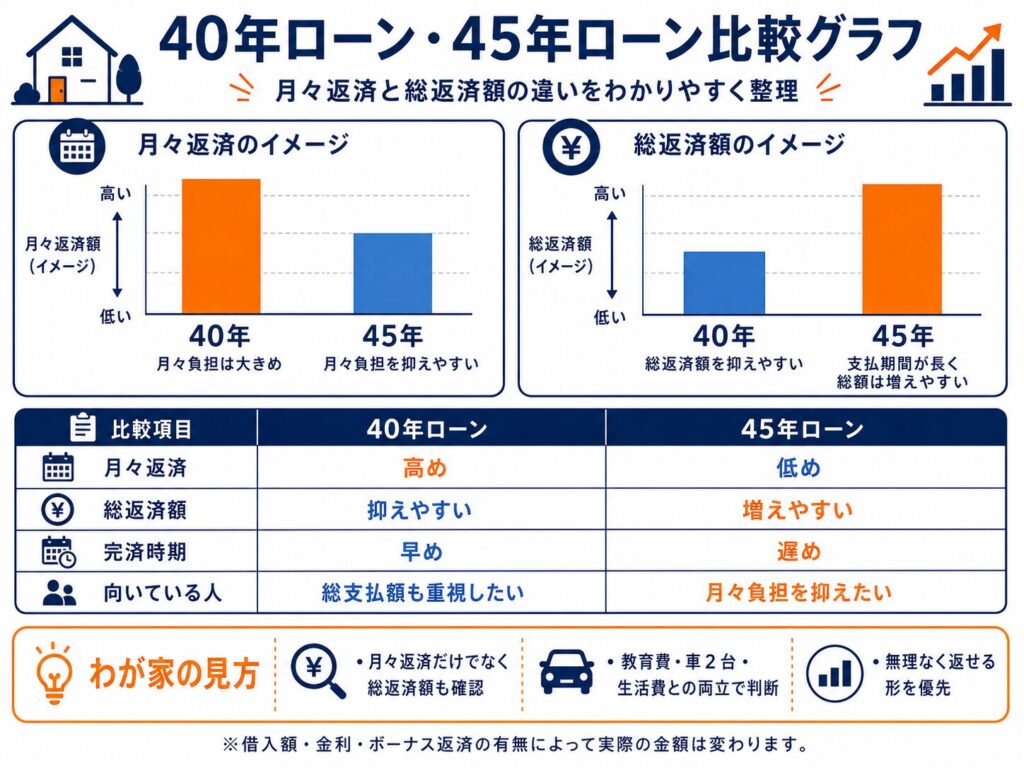 40年ローン・45年ローン比較グラフ