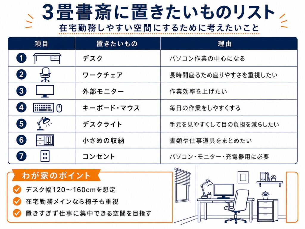 3畳書斎に置きたいものリスト