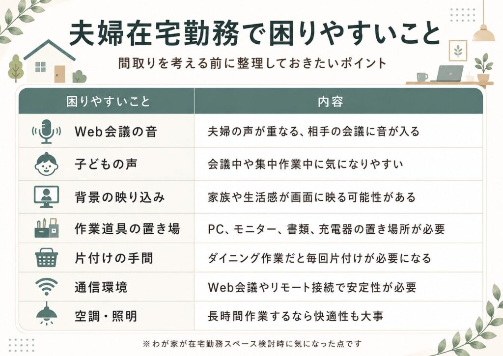 夫婦在宅勤務で困りやすいこと