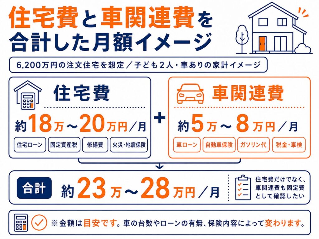 住宅費と車関連費を合計した月額イメージ
