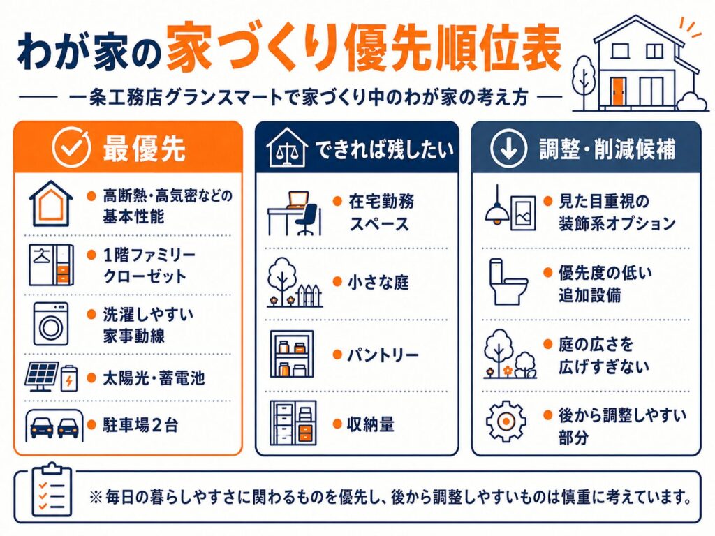 わが家の家づくり優先順位表