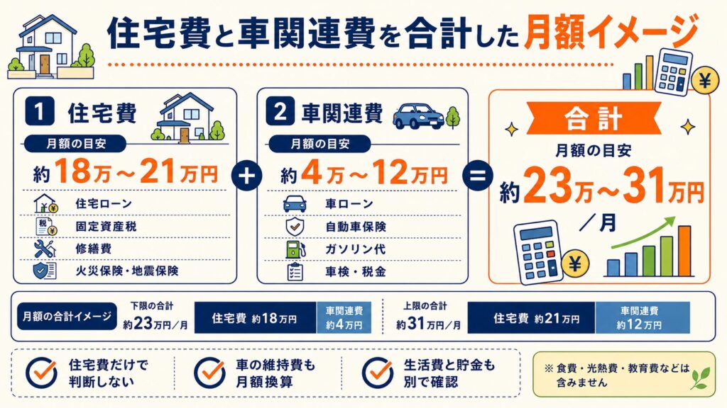 住宅費と車関連費を合計した月額イメージ