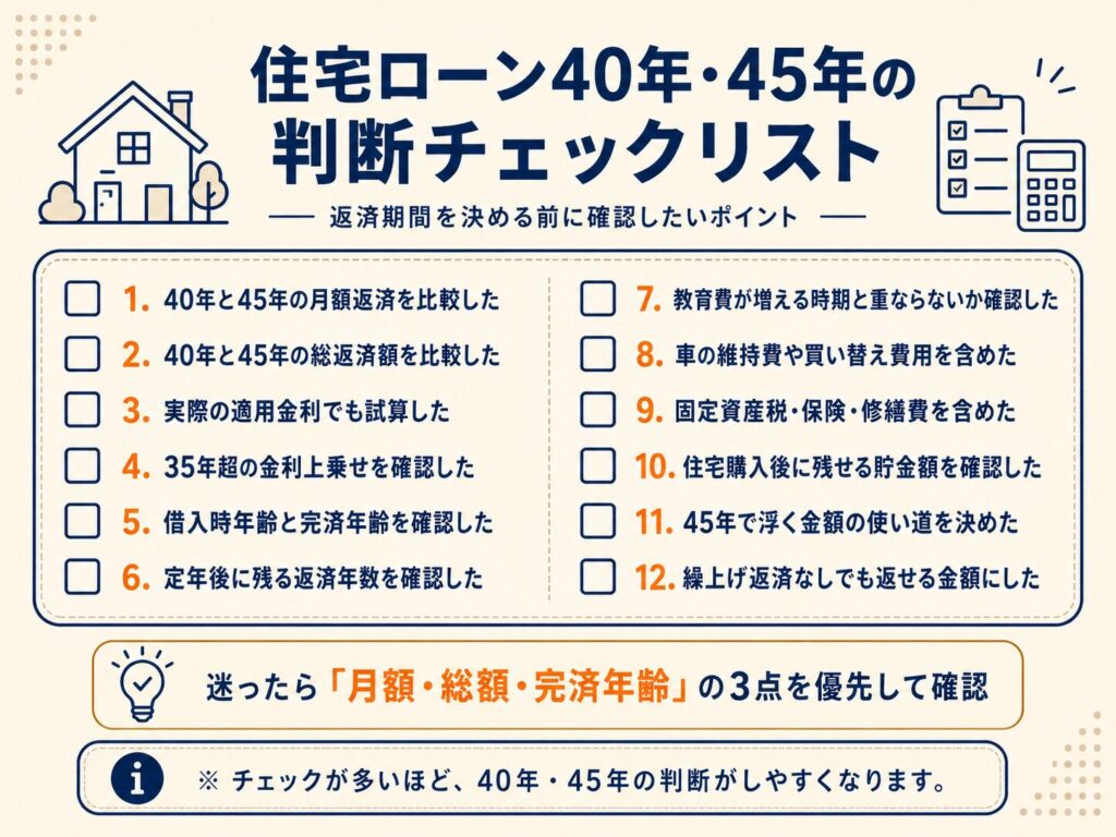 住宅ローン40年・45年の判断チェックリスト