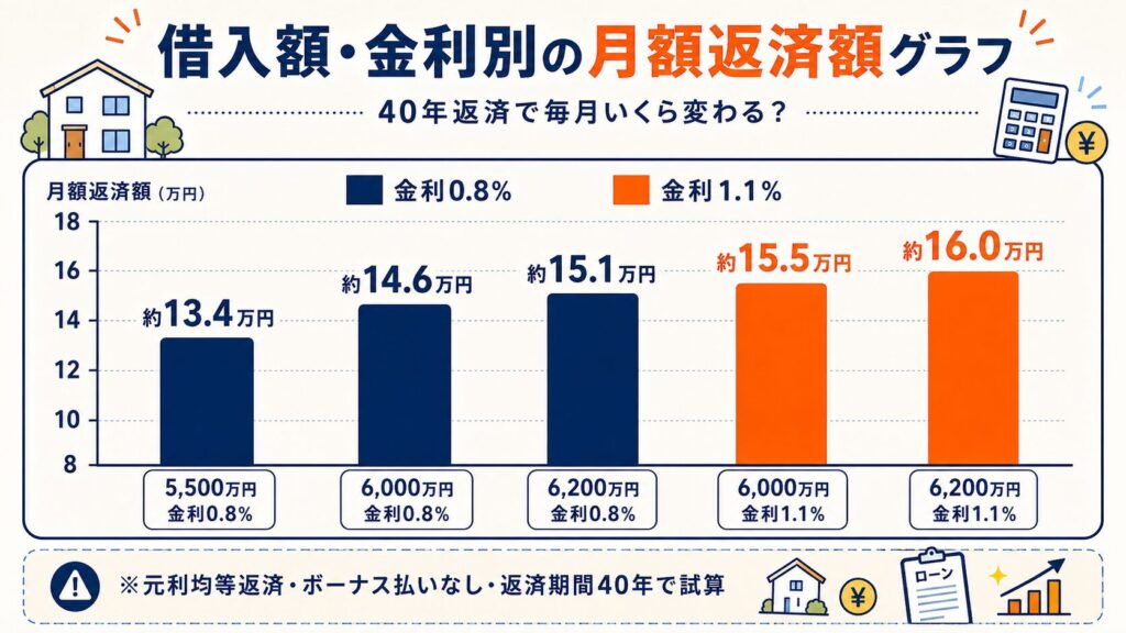 借入額・金利別の月額返済額グラフ