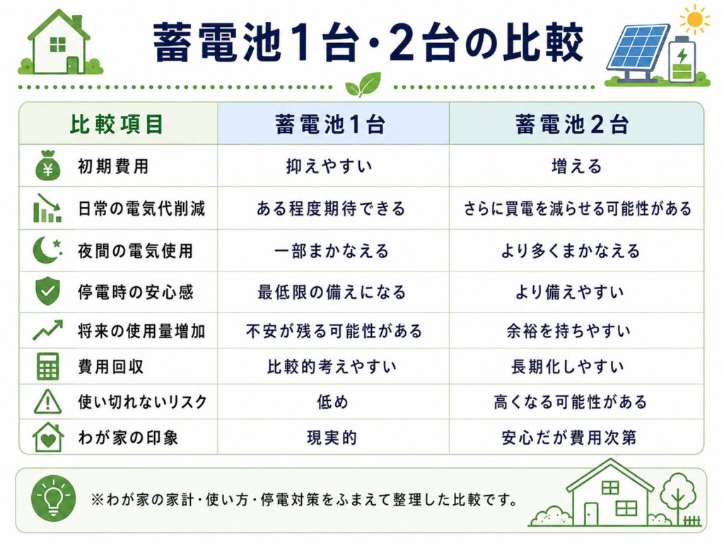 蓄電池1台・2台の比較