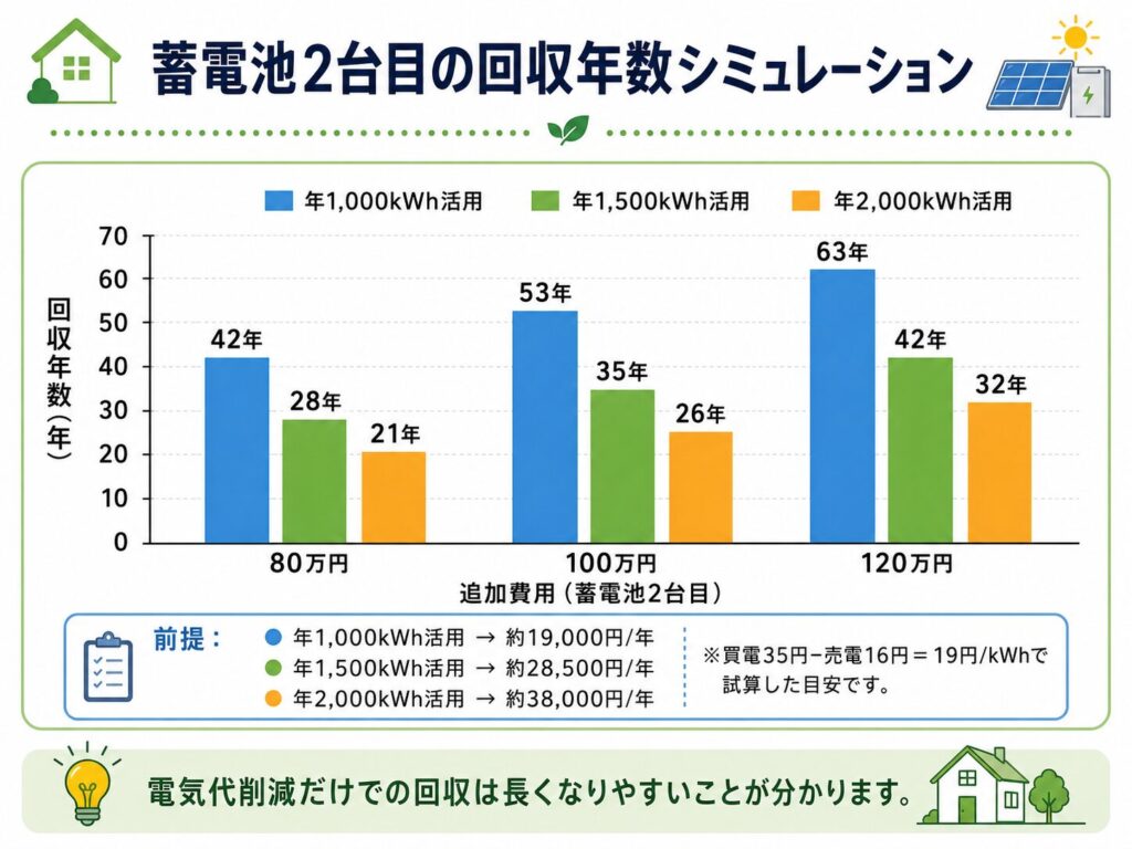 蓄電池2台目の回収年数シミュレーション
