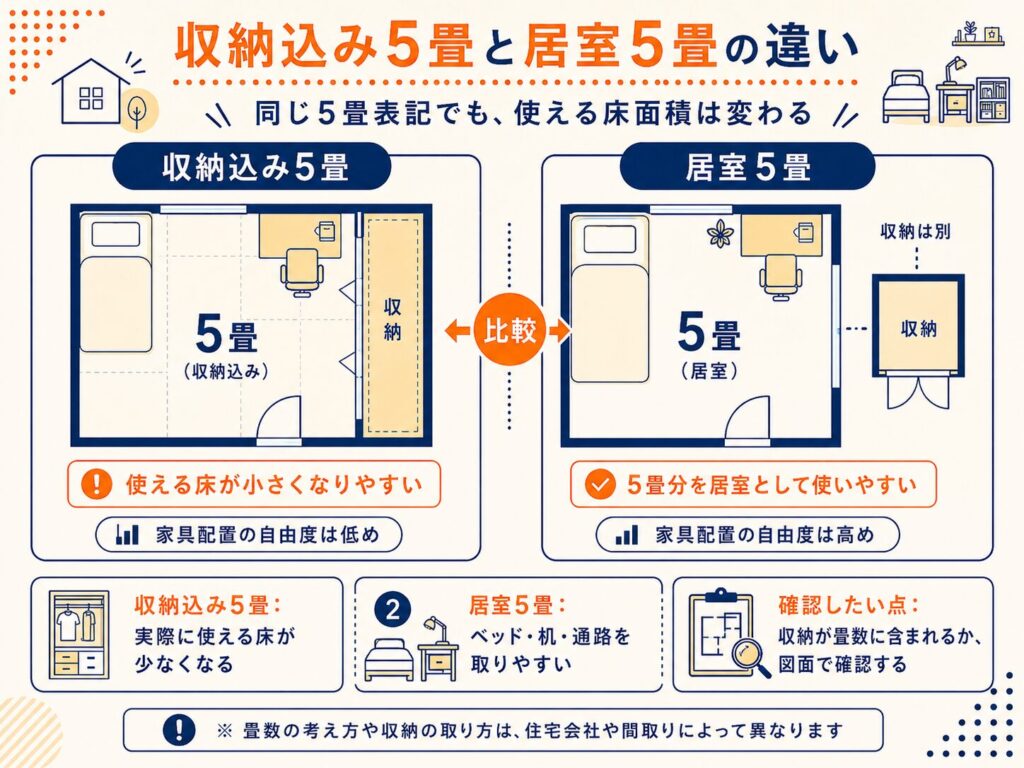 収納込み5畳と居室5畳の違い