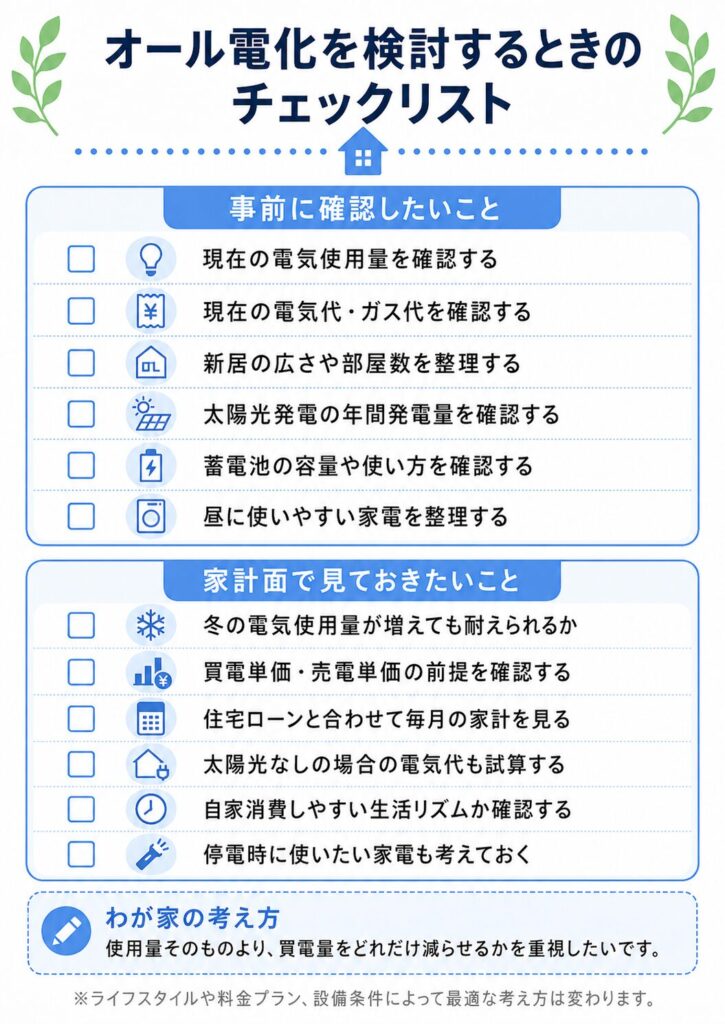 オール電化を検討するときのチェックリスト