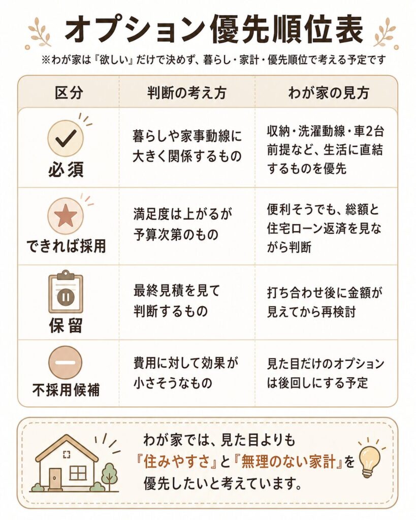 オプション優先順位表