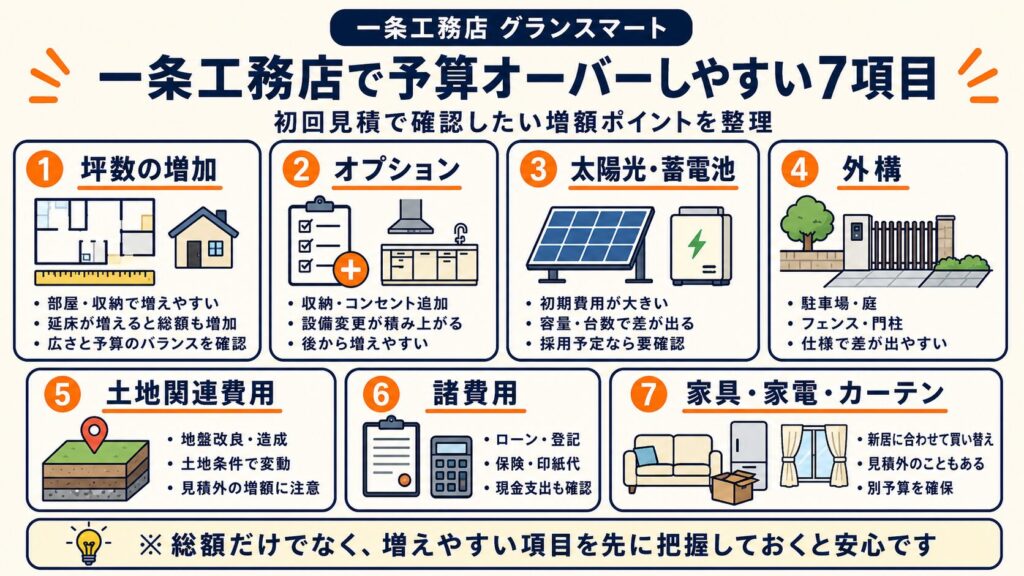 一条工務店で予算オーバーしやすい7項目