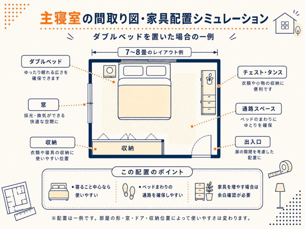 主寝室の間取り図・家具配置シミュレーション