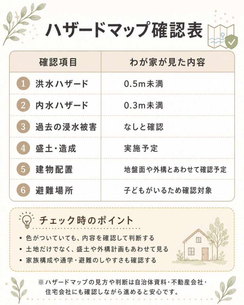 ハザードマップ確認表