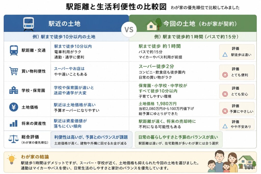 駅距離と生活利便性の比較図