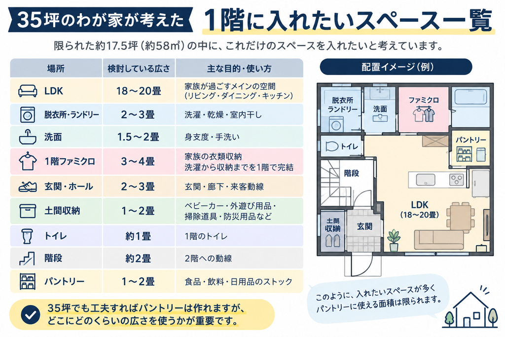 1階に入れたいスペース一覧