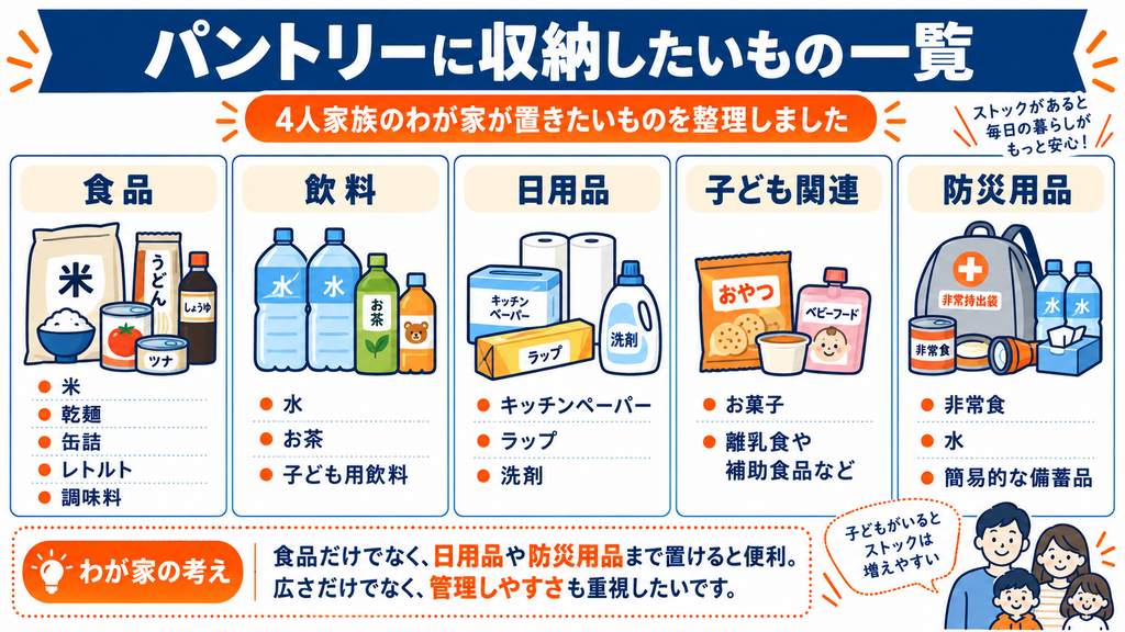パントリーに収納したいもの一覧