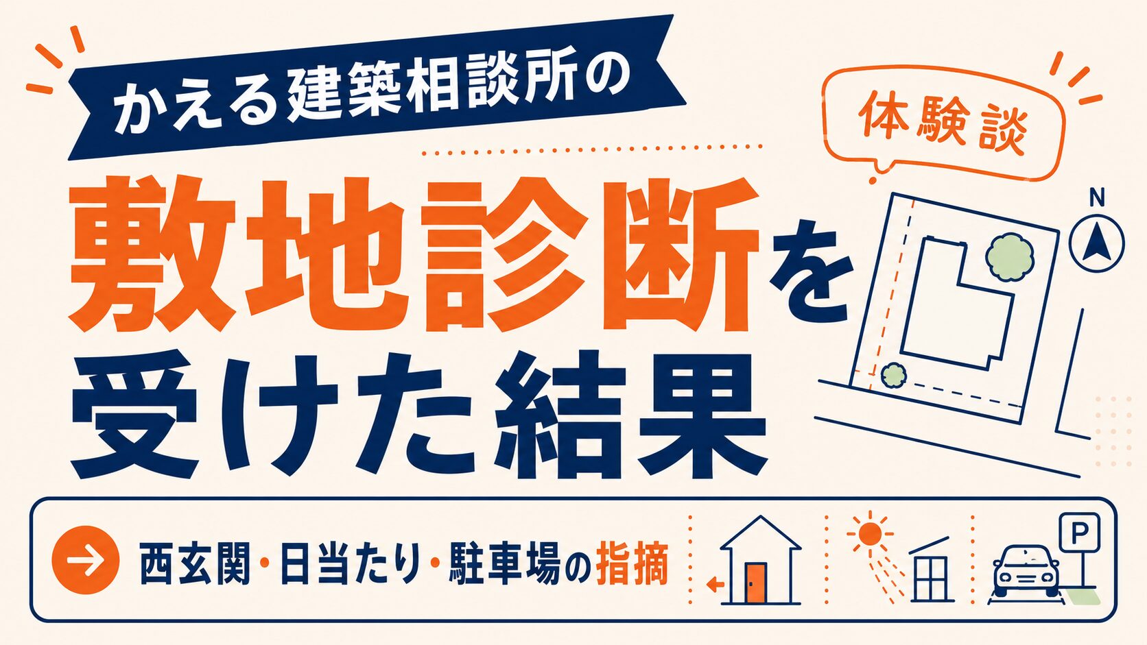 【体験談】かえるけんちく相談所の敷地診断を受けた結果｜西玄関・日当たり・駐車場の指摘
