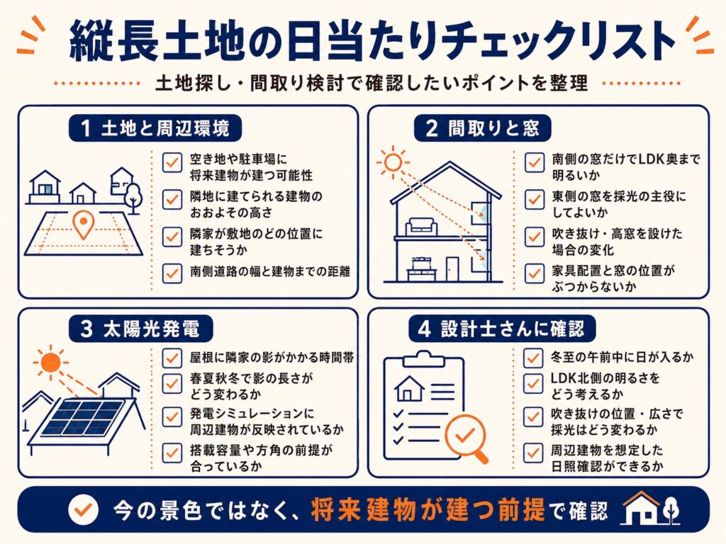 縦長土地の日当たりチェックリスト