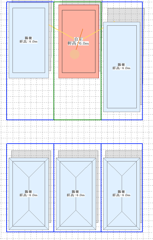 シミュレーションで作成した自宅と周辺建物